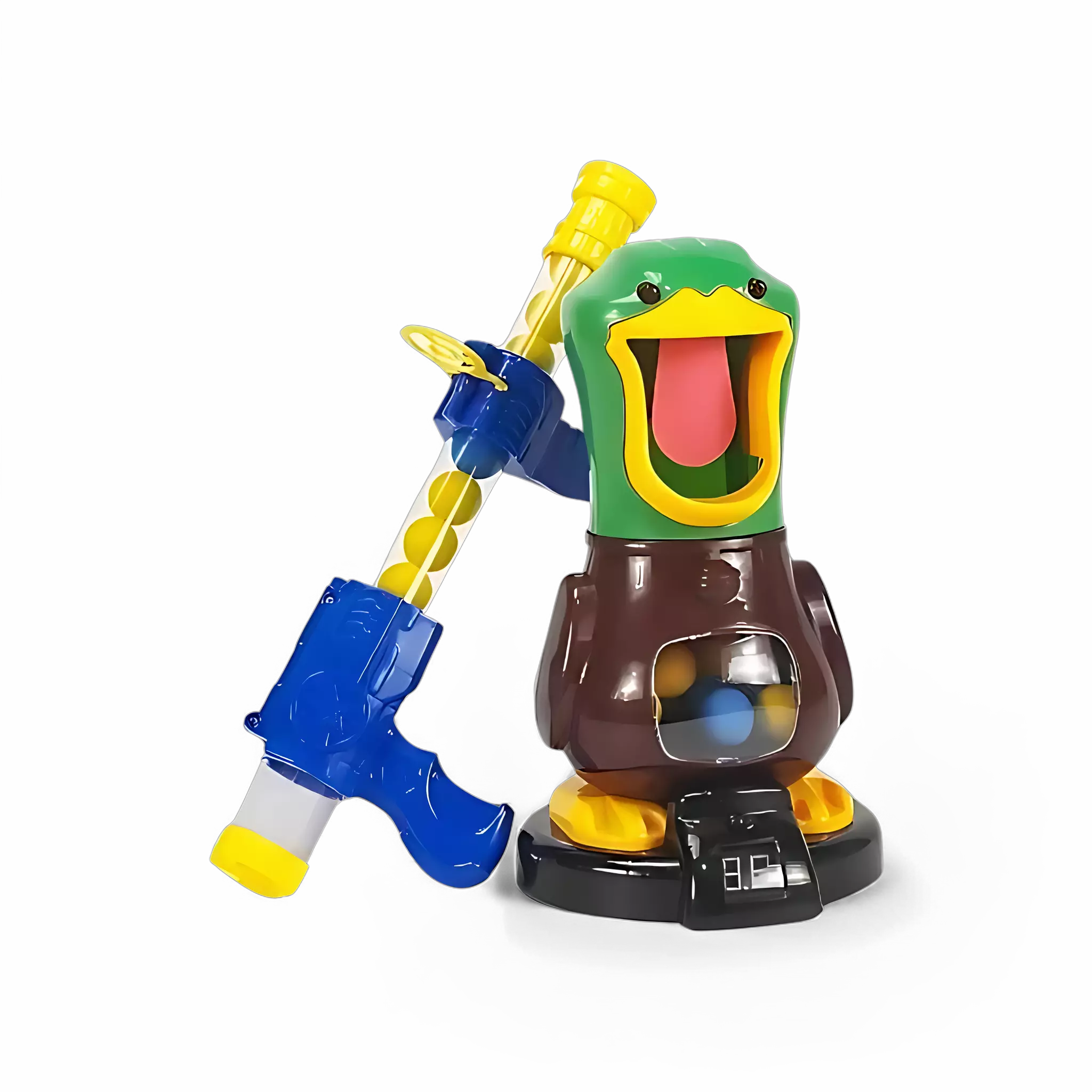 Brinquedo Batalha dos Patos em funcionamento, com patinhos se movendo.