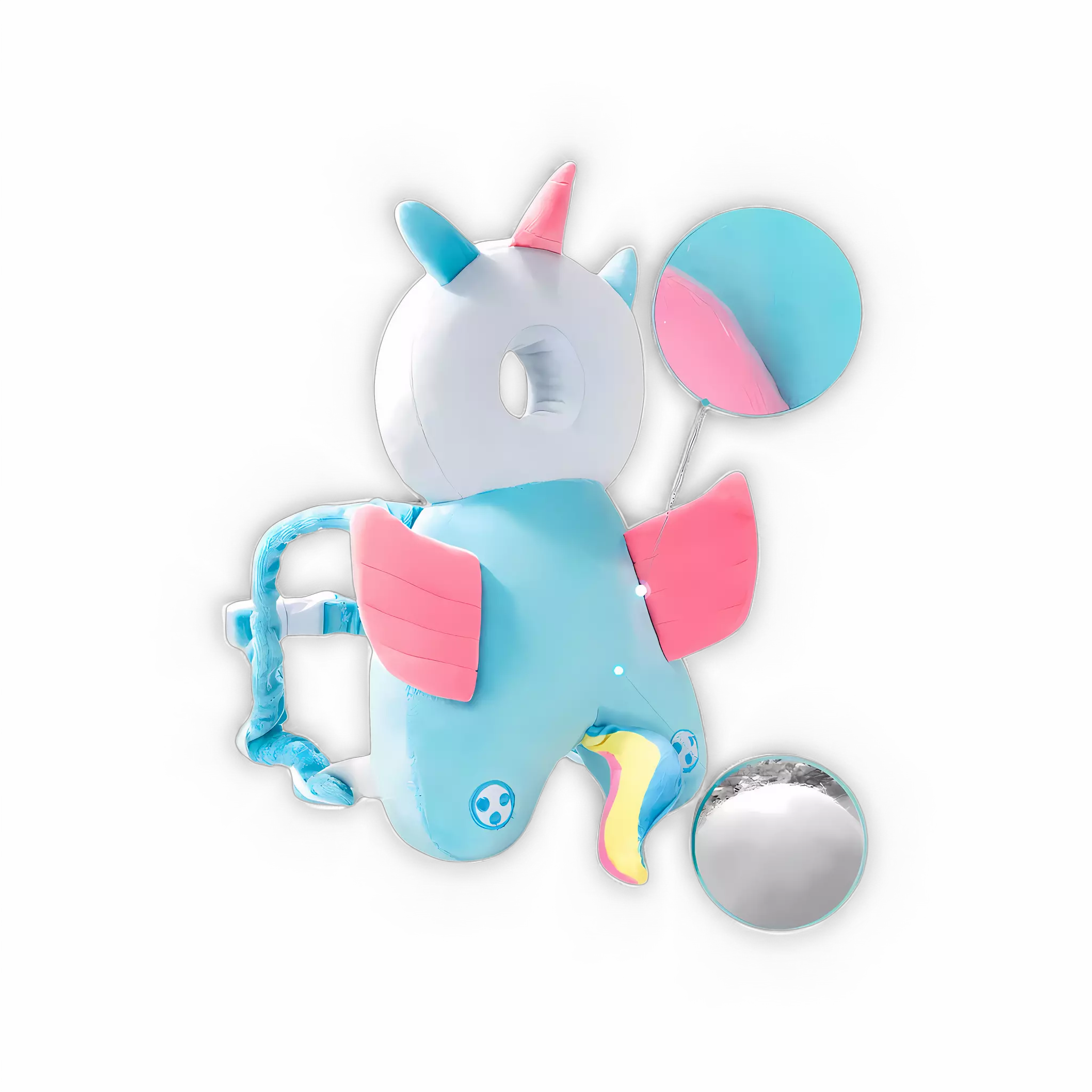 Bebê usando a mochila protetora enquanto engatinha.