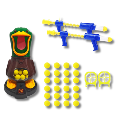 Conjunto interativo de tiro ao alvo, ideal para brincadeiras em família.