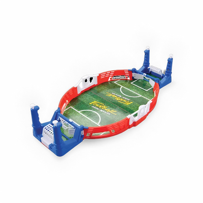 Mini jogo de futebol de mesa com crianças sorrindo.