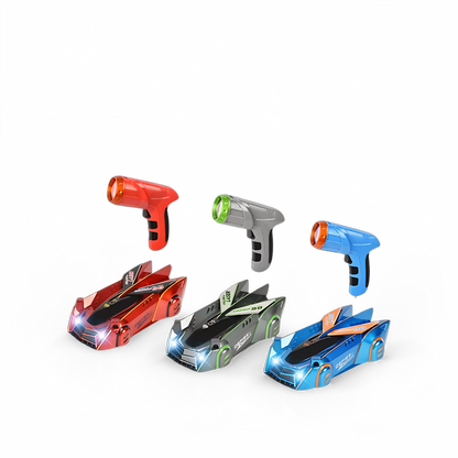 Carrinho anti-gravidade correndo de cabeça para baixo no teto