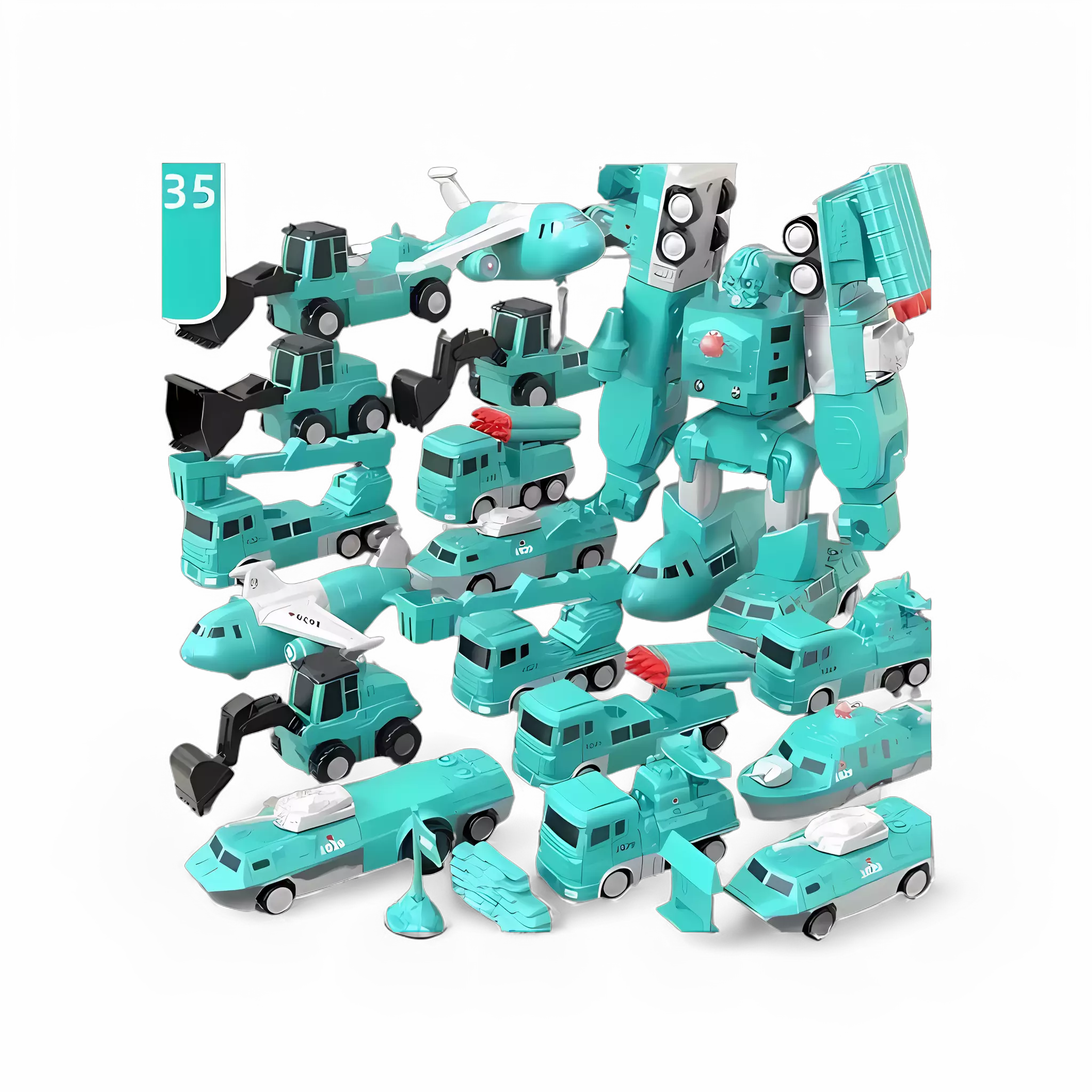 9. Criança explorando combinações criativas com os carros magnéticos que viram robôs.