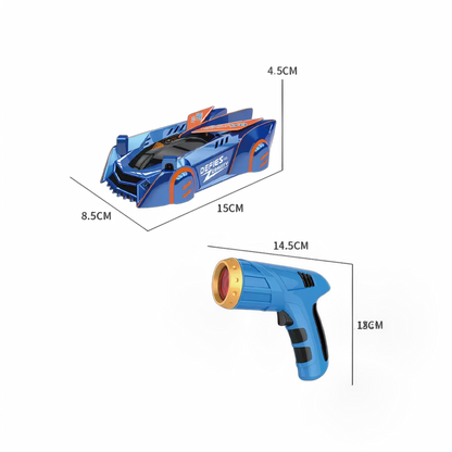 Carrinho anti-gravidade executando curvas acentuadas na parede